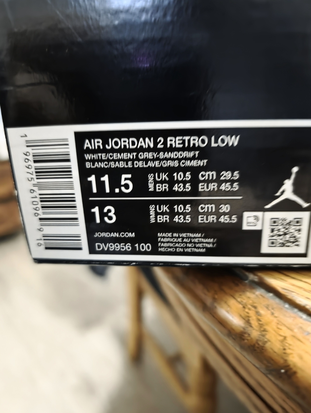 Jordan 2 Retro Low Men’s White Leather Low-Top Sneakers Size 11.5 Brand New - Picture 8 of 8